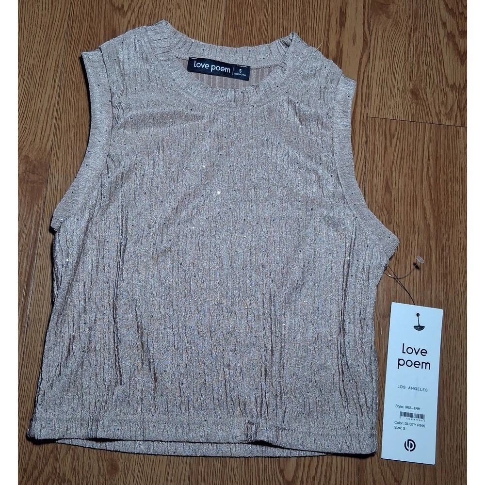 Love Poem Los Angeles Womens S Dusty Pink Crop top with Shiny Tiny Dots